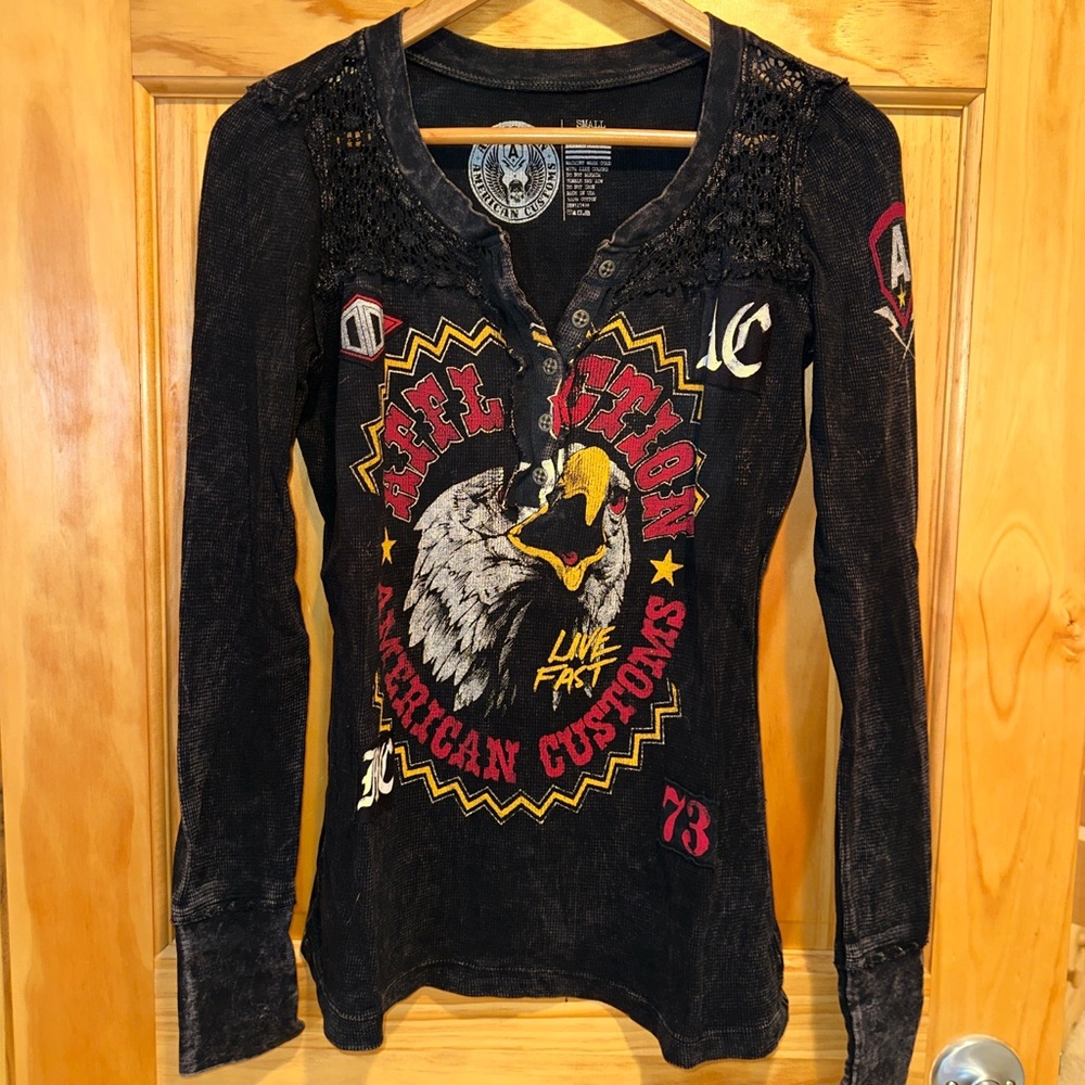 Affliction Black Graphic Thermal